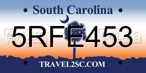 5RFE453 South Carolina License Plate