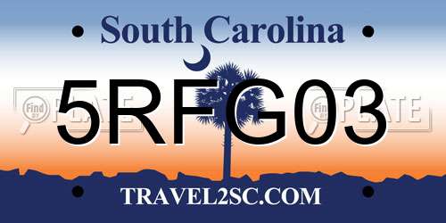 5RFG03 South Carolina License Plate