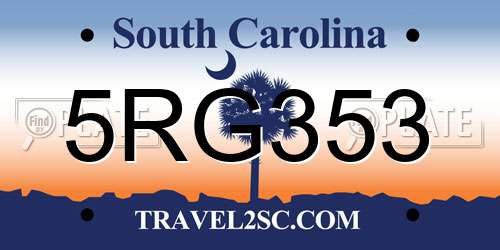 5RG353 South Carolina License Plate