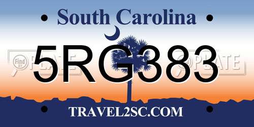5RG383 South Carolina License Plate