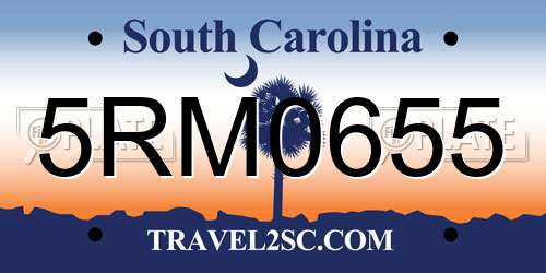 5RM0655 South Carolina License Plate