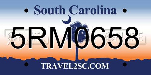 5RM0658 South Carolina License Plate