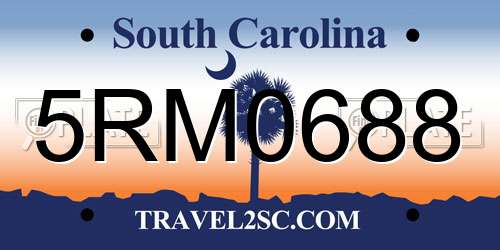 5RM0688 South Carolina License Plate