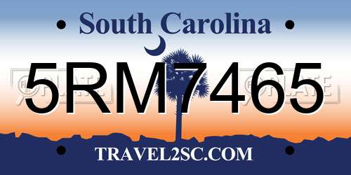5RM7465 South Carolina License Plate