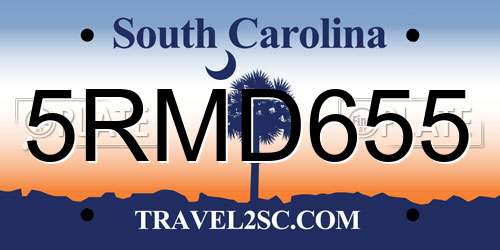 5RMD655 South Carolina License Plate