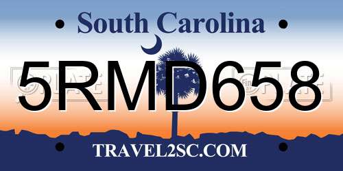 5RMD658 South Carolina License Plate