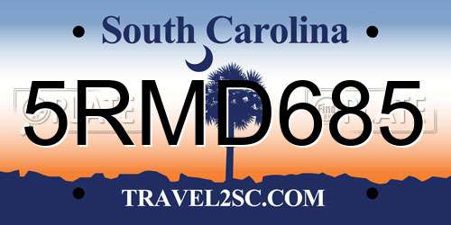 5RMD685 South Carolina License Plate