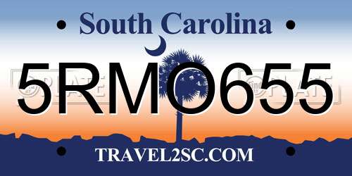 5RMO655 South Carolina License Plate