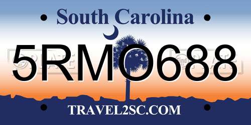 5RMO688 South Carolina License Plate