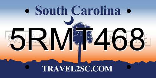 5RMT468 South Carolina License Plate