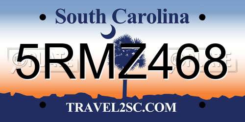 5RMZ468 South Carolina License Plate