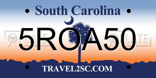 5ROA50 South Carolina License Plate