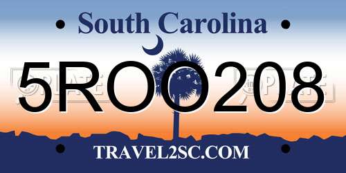 5ROO208 South Carolina License Plate