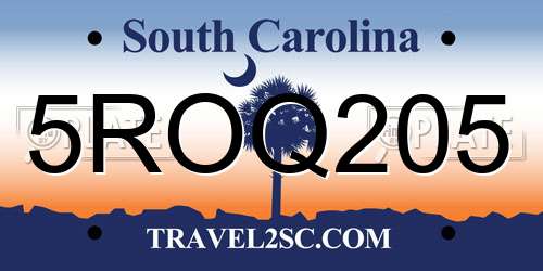 5ROQ205 South Carolina License Plate