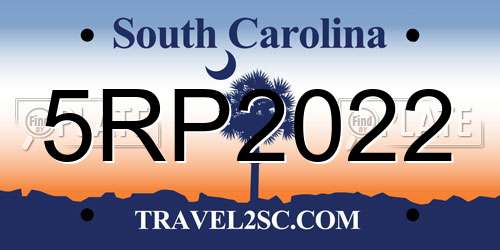 5RP2022 South Carolina License Plate