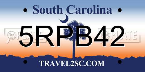 5RPB42 South Carolina License Plate