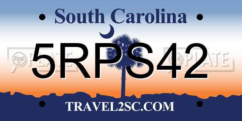 5RPS42 South Carolina License Plate