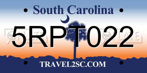 5RPT022 South Carolina License Plate