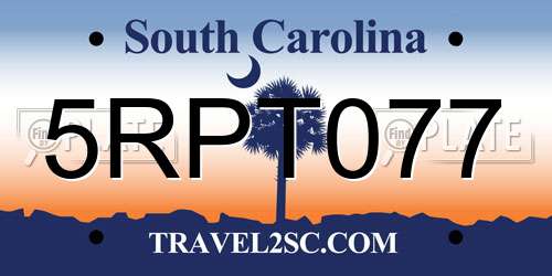 5RPT077 South Carolina License Plate