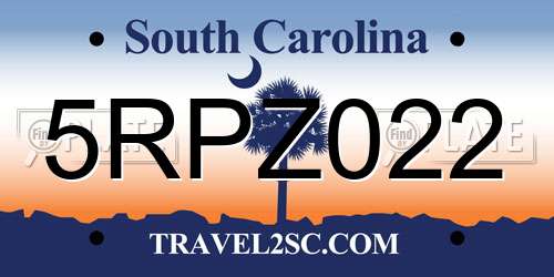 5RPZ022 South Carolina License Plate