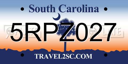 5RPZ027 South Carolina License Plate