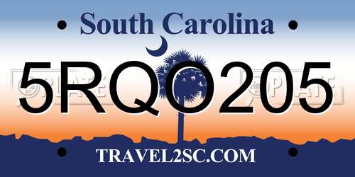 5RQO205 South Carolina License Plate