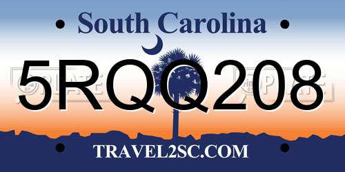 5RQQ208 South Carolina License Plate