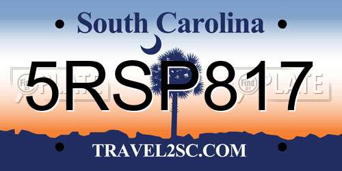 5RSP817 South Carolina License Plate