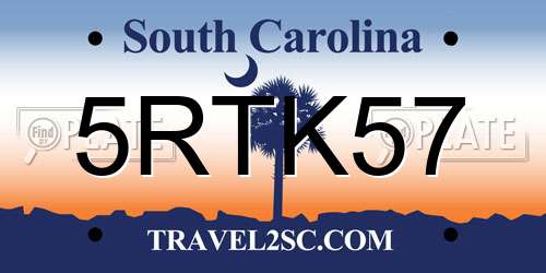 5RTK57 South Carolina License Plate