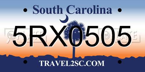 5RX0505 South Carolina License Plate