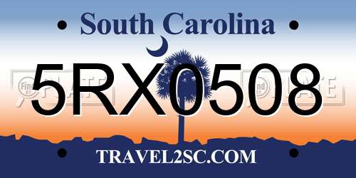 5RX0508 South Carolina License Plate