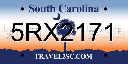 5RX2171 South Carolina License Plate