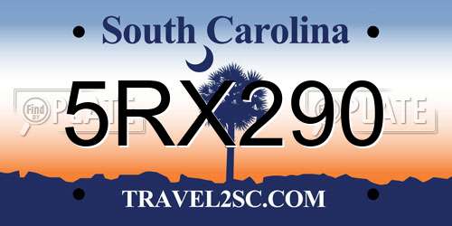 5RX290 South Carolina License Plate