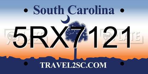 5RX7121 South Carolina License Plate