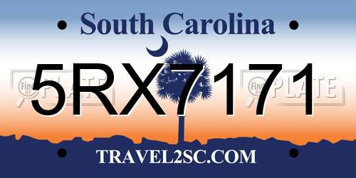 5RX7171 South Carolina License Plate
