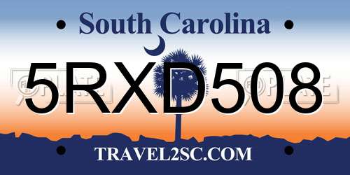 5RXD508 South Carolina License Plate