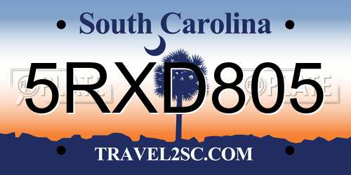 5RXD805 South Carolina License Plate