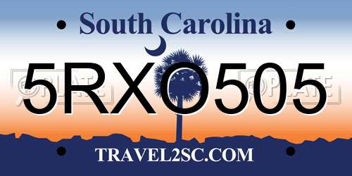 5RXO505 South Carolina License Plate