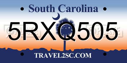 5RXQ505 South Carolina License Plate
