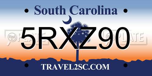 5RXZ90 South Carolina License Plate