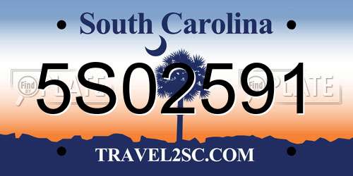 5S02591 South Carolina License Plate