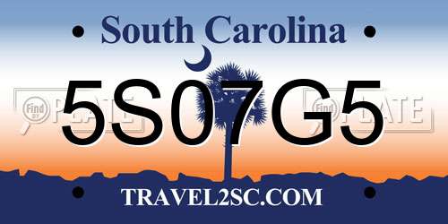 5S07G5 South Carolina License Plate