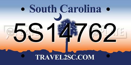 5S14762 South Carolina License Plate