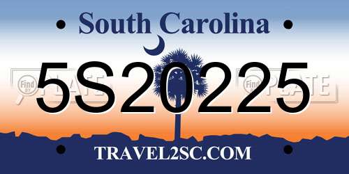 5S20225 South Carolina License Plate