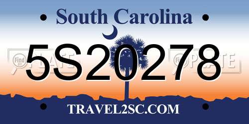 5S20278 South Carolina License Plate