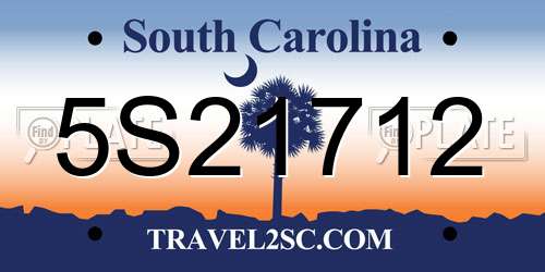 5S21712 South Carolina License Plate