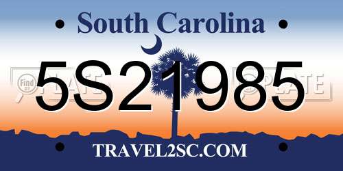 5S21985 South Carolina License Plate