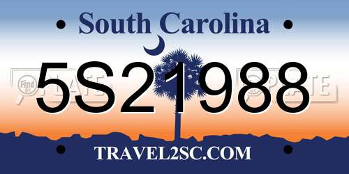 5S21988 South Carolina License Plate