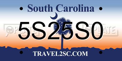 5S25S0 South Carolina License Plate