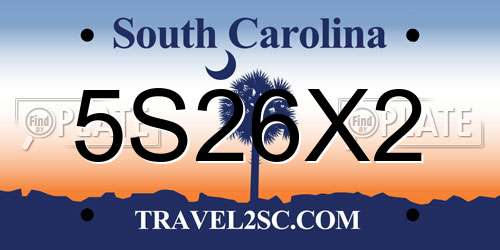 5S26X2 South Carolina License Plate
